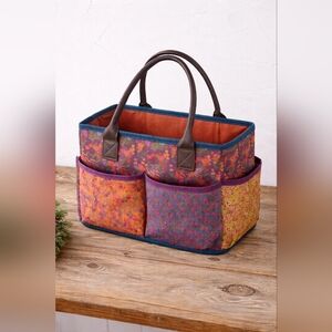 Natural Life Tote Organizer Floral Canvas Multi Pocket Artist Teacher Bag